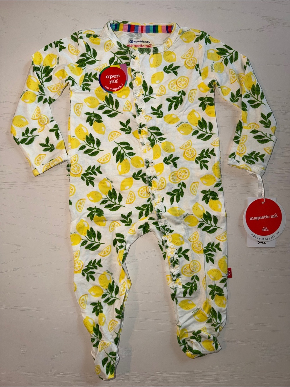 Magnetic Me Lemon Floral Footie 3-6 months